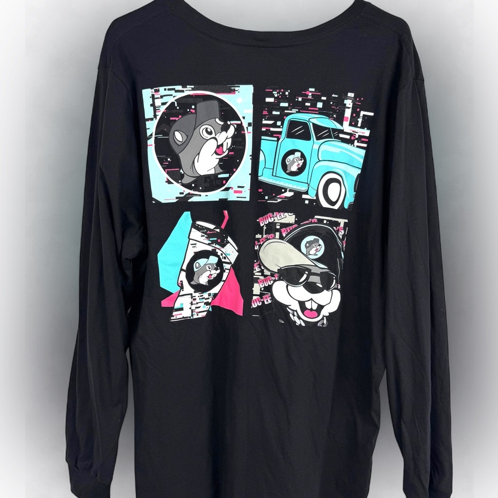 NWT BUC-EES Long Sleeve Black T-shirt Size XL Cool Y2K Vibes